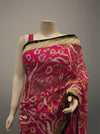 Magenta Chiffon Embroidered Saree With Unstitched Blouse