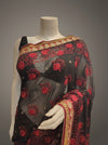 Black Chiffon Embroidered Saree With Unstitched Blouse