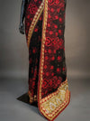 Black Chiffon Embroidered Saree With Unstitched Blouse