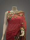 Coral Maroon Georgette Embroidered Saree With Unstitched Blouse