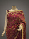 Garnet Georgette Embroidered Saree With Unstitched Blouse