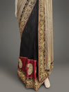 Tussar Black Sequence Lace Embroidered Saree With Unstitched Blouse