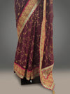 Garnet Georgette Embroidered Saree With Unstitched Blouse