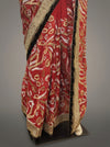Red Georgette Embroidered Saree With Unstitched Blouse
