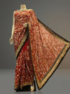 Red Georgette Embroidered Saree With Unstitched Blouse