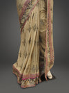 Tussar Chiffon Embroidered Saree With Unstitched Blouse