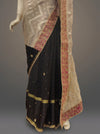 Black Tussar Georgette Embroidered Saree With Unstitched Blouse