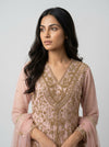 Peach Georgette Readymade Sharara Set With Net Dupatta
