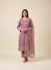 Delicate And Dreamy Mauve Unstitched Organza Salwar Kameez With Organza Dupatta