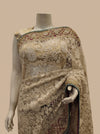Off White Net Embroidered Saree With Unstitched Blouse