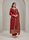 Heritage Heirloom Maroon Organza Unstitched Salwar Kameez With Organza Dupatta