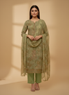 Wrapped in Elegance Pista Georgette Unstitched Salwar Kameez With Georgette Dupatta