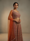 Orange Rani Georgette Braso Readymade Sharara Set With Net Dupatta