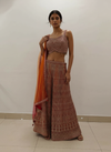 Orange Rani Georgette Braso Readymade Sharara Set With Net Dupatta