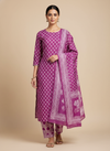 Mauve Cotton Unstitched Salwar Suit With Cotton Dupatta