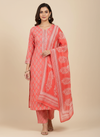 Coral Cotton Unstitched Salwar Suit With Cotton Dupatta