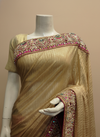 Tussar Foil Lace Embroidered Saree With Unstitched Blouse