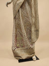 Tussar Gajari Net Embroidered Saree With Unstitched Blouse