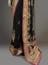 Black Chiffon Embroidered Saree With Unstitched Blouse