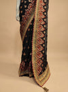 Black Georgette Embroidered Saree With Unstitched Blouse