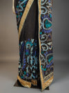 Black Tussar Embroidered Saree With Unstitched Blouse