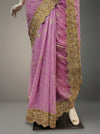 Gajari Chiffon Embroidered Saree With Unstitched Blouse