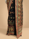 Black Georgette Embroidered Saree With Unstitched Blouse