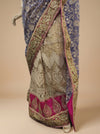 Royal Tussar Net Embroidered Saree With Unstitched Blouse