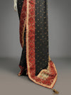Black Crepe Embroidered Saree With Unstitched Blouse