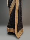 Black Georgette Embroidered Saree With Unstitched Blouse