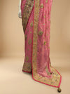 Gajari Georgette Embroidered Saree With Unstitched Blouse