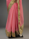 Gajari Chiffon Embroidered Saree With Unstitched Blouse