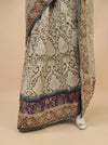 Off White Net Embroidered Saree With Unstitched Blouse