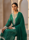 Soft Hues Rama Crepe Readymade Suit And Pant With Chinon Dupatta