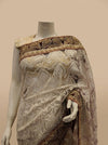 Off White Net Khaddi Embroidered Saree With Unstitched Blouse