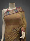 Tussar Georgette Embroidered Saree With Unstitched Blouse
