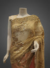 Tussar Orange Net Lace Embroidered Saree With Unstitched Blouse
