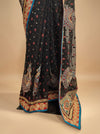 Black Chiffon Embroidered Saree With Unstitched Blouse