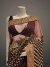 Black Upada Silk Embroidered Saree With Unstitched Blouse