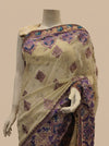 Tussar Chiffon Embroidered Saree With Unstitched Blouse