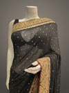 Black Georgette Embroidered Saree With Unstitched Blouse