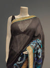 Black Tussar Embroidered Saree With Unstitched Blouse