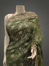 Mehndi Organza Embroidered Saree With Unstitched Blouse