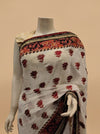 White Chiffon Embroidered Saree With Unstitched Blouse