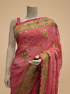 Gajari Georgette Embroidered Saree With Unstitched Blouse