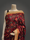 Black Georgette Embroidered Saree With Unstitched Blouse