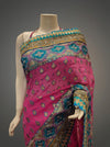 Gajari Georgette Embroidered Saree With Unstitched Blouse