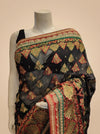 Black Georgette Embroidered Saree With Unstitched Blouse