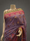 Mauve Georgette Embroidered Saree With Unstitched Blouse