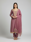 Delicate And Dreamy Mauve Crepe Unstitched Salwar Kameez With Chiffon Dupatta